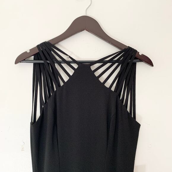 Dress the Population Harlow Crepe Long Black Strappy Gown New - Picture 6 of 9
